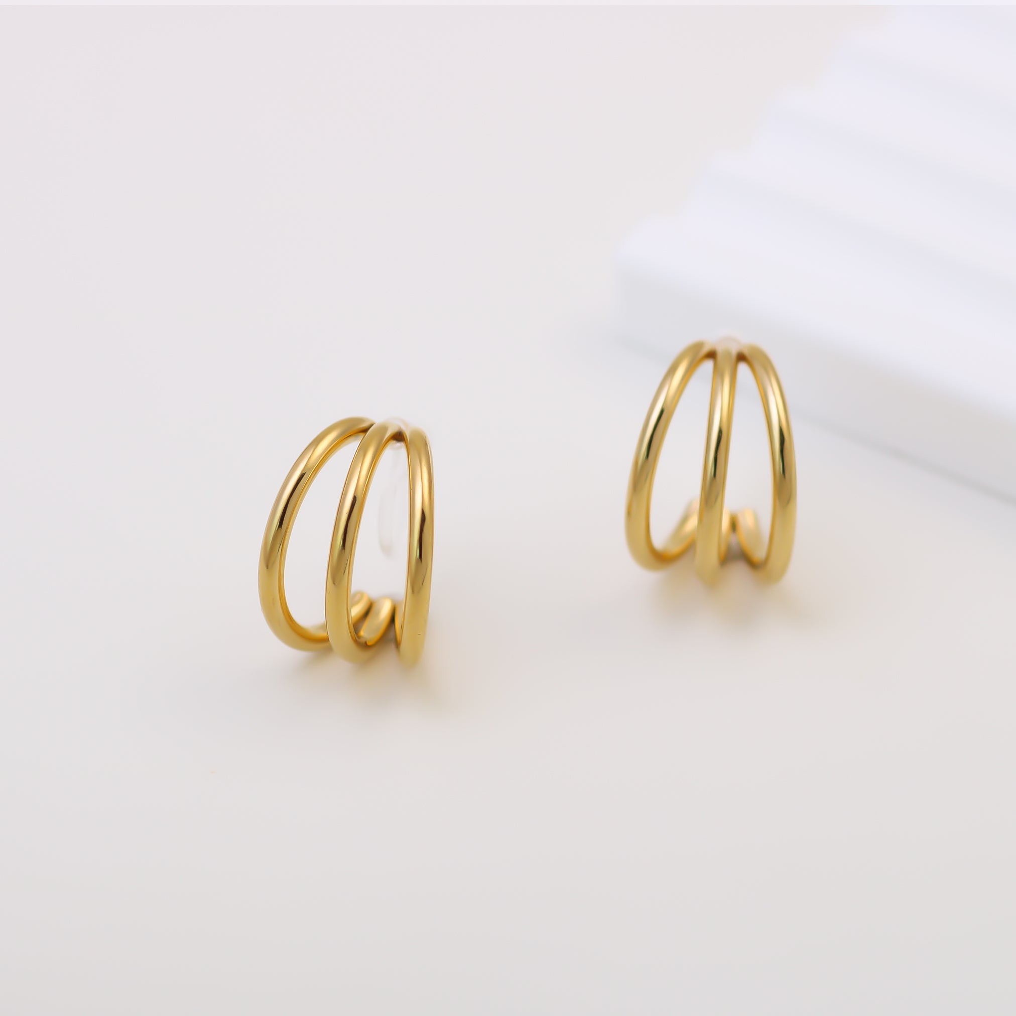 Large three-wire Clip-on Hoop Earrings