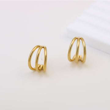 Large three-wire Clip-on Hoop Earrings