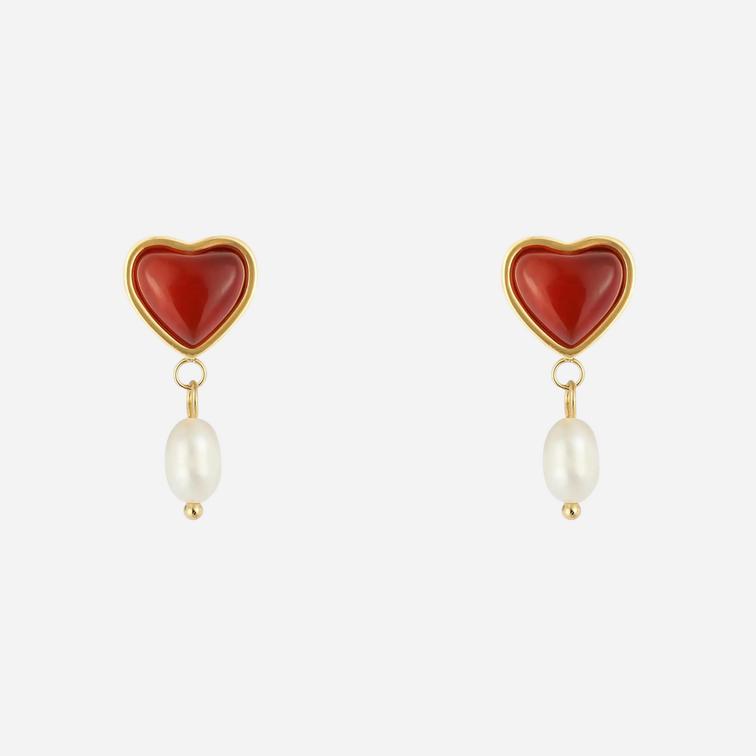 Heart Agate Pearl Clip-On Earrings-Golden - SOMIY