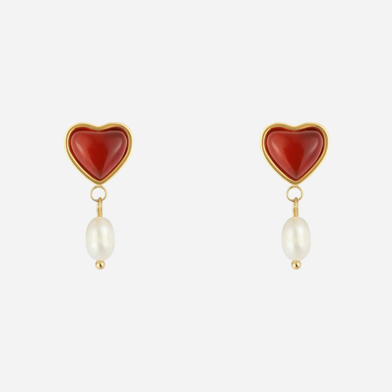 Heart Agate Pearl Clip-On Earrings-Golden - SOMIY