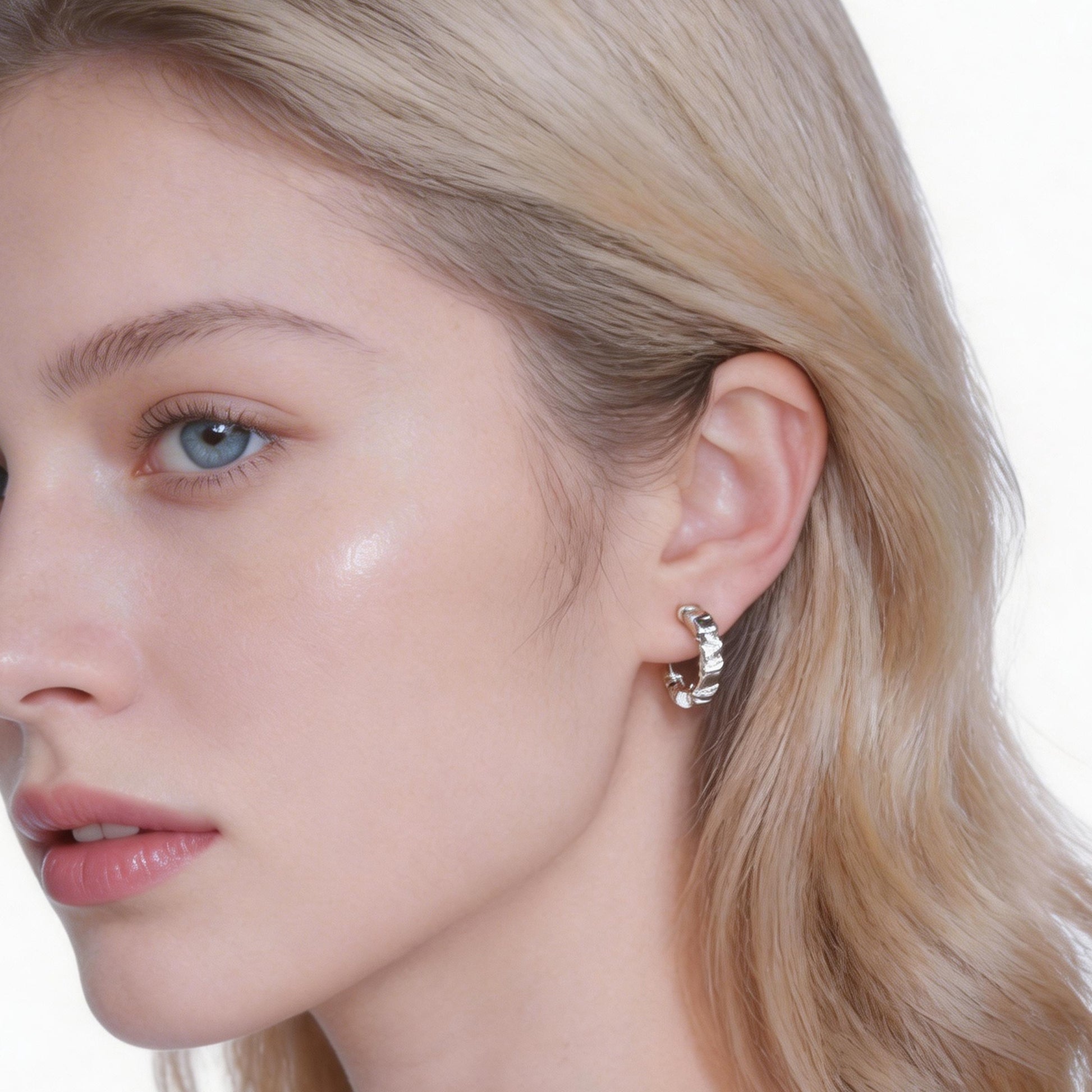 Midi Sparkling Diamond-Set Clip-On Hoop Earrings in 18K gold and silver by SOMIY for non-pierced ears.