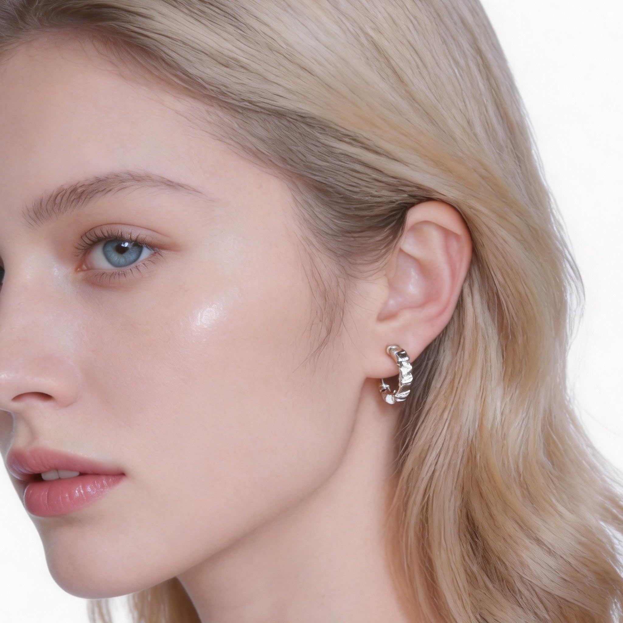 Midi Sparkling Diamond-Set Clip-On Hoop Earrings in 18K gold and silver by SOMIY for non-pierced ears.