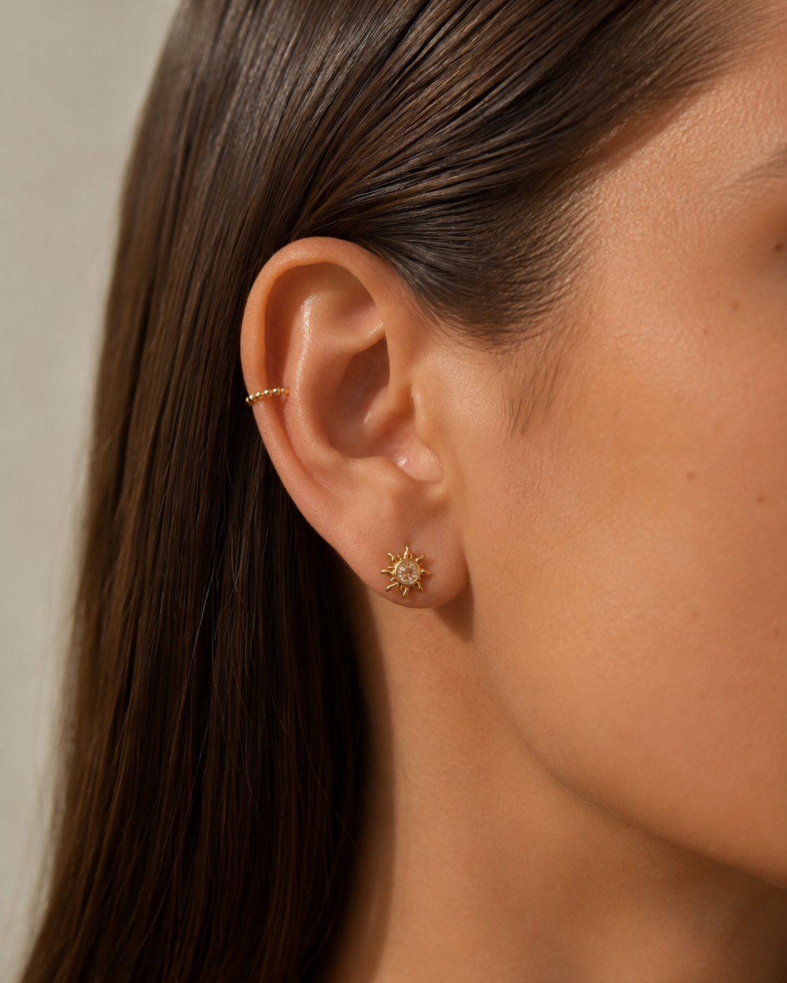 Sunburst Crystal Clip-On Stud Earrings