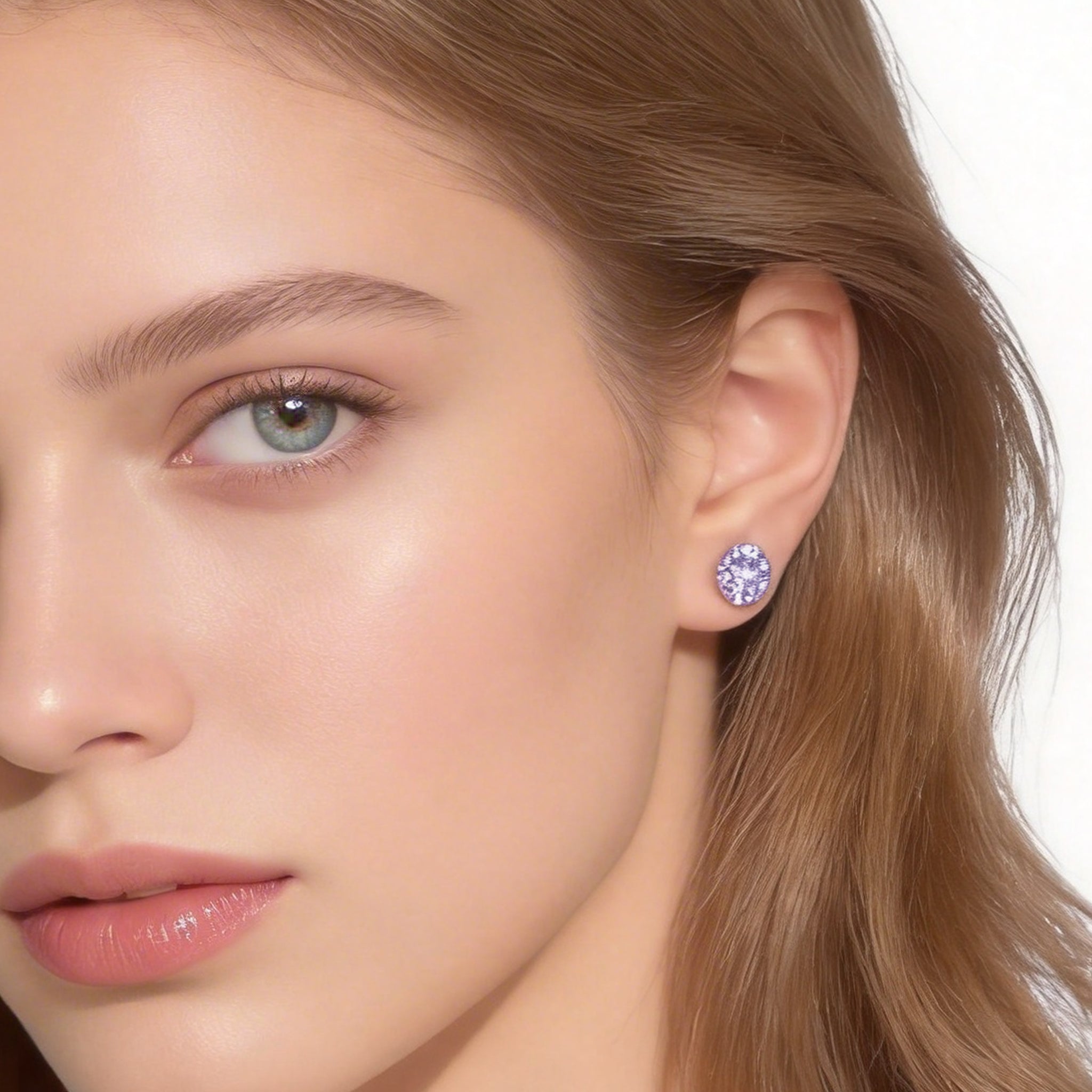 Soft Lilac Crystal Clip-On Stud Earrings for non-pierced ears by SOMIY