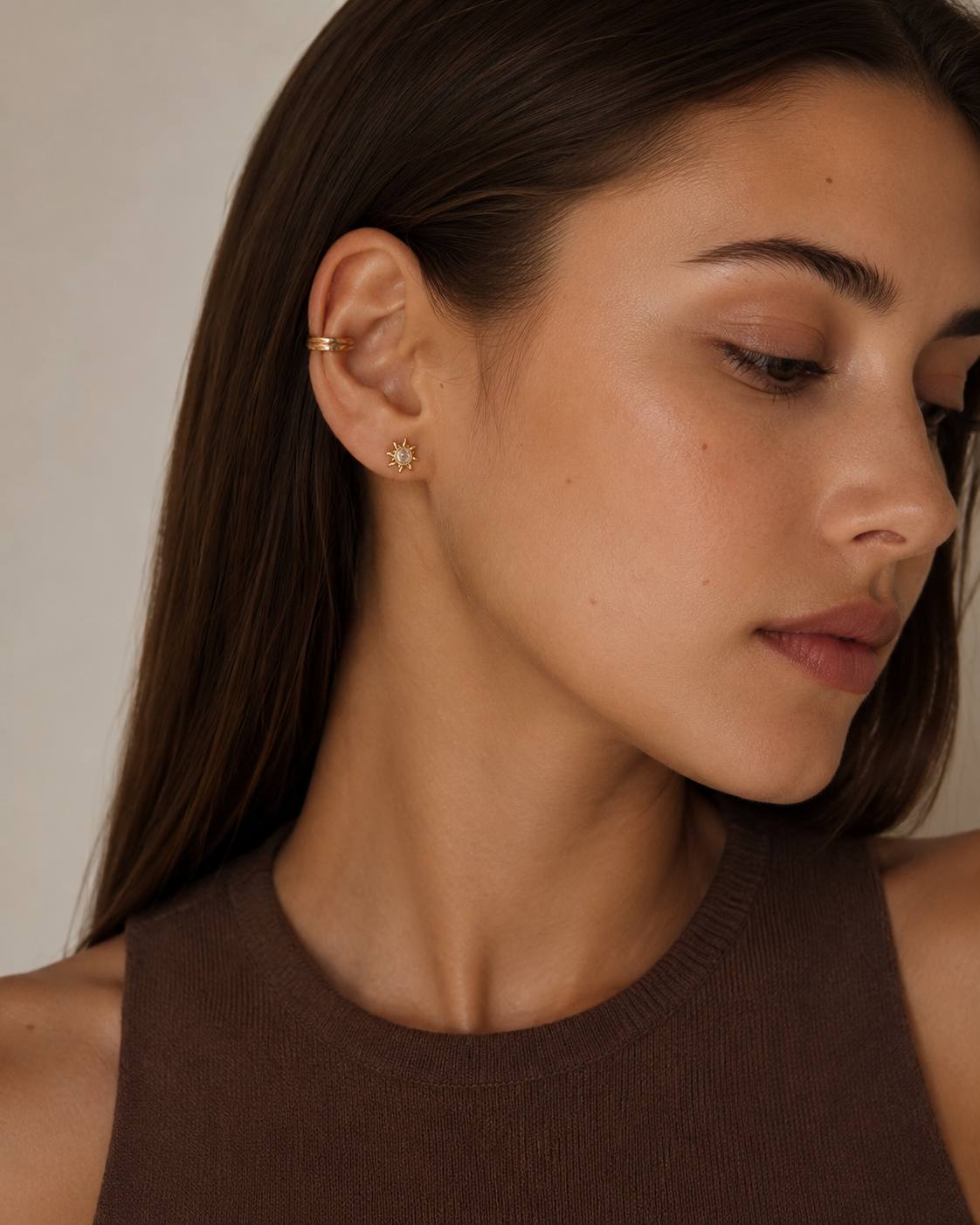 Sunburst Crystal Clip-On Stud Earrings