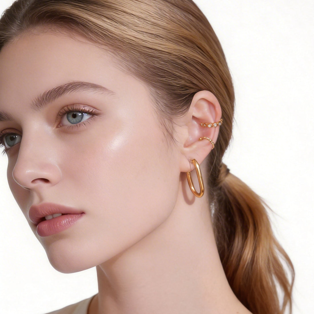 Essential Sparkling Diamond-Set Hoop Clip-On Earrings by SOMIY
