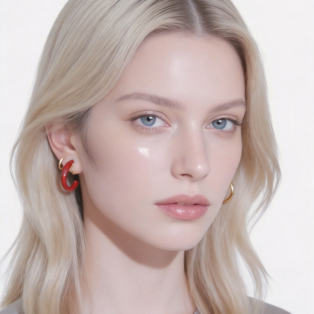 Sleek Polished Medium Clip-On Hoop Earrings in 18K gold plating by SOMIY for non-pierced ears.