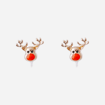 Cute Christmas Reindeer Clip-On Earrings for Girls