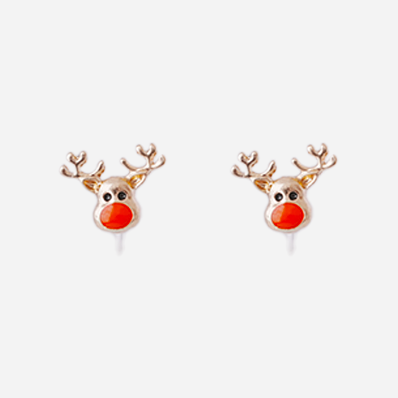 Cute Christmas Reindeer Clip-On Earrings for Girls