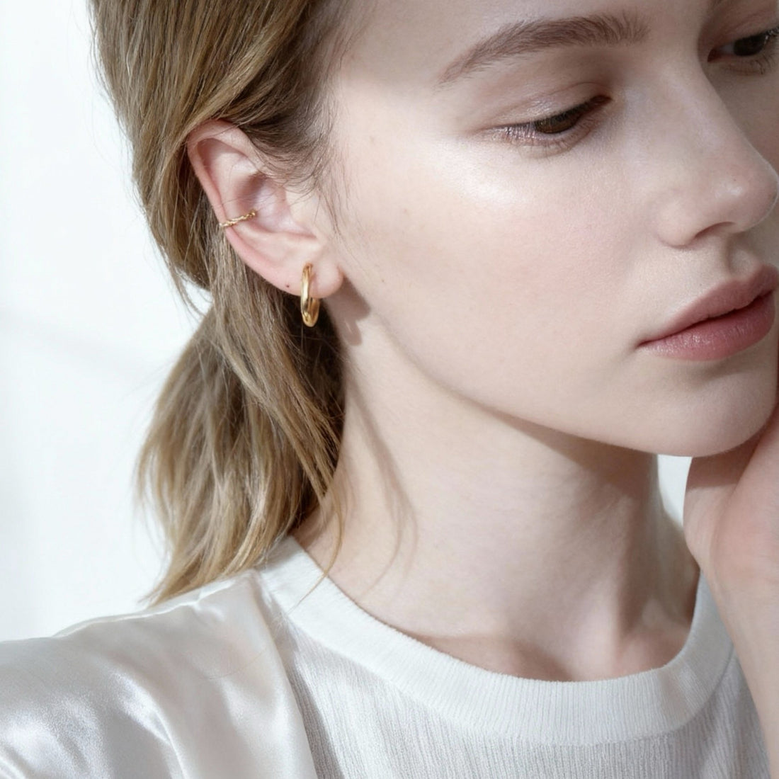 Gold Silver Resinhoop clip-on earrings by SOMIY – pain-free non-pierced jewelry for everyday wear