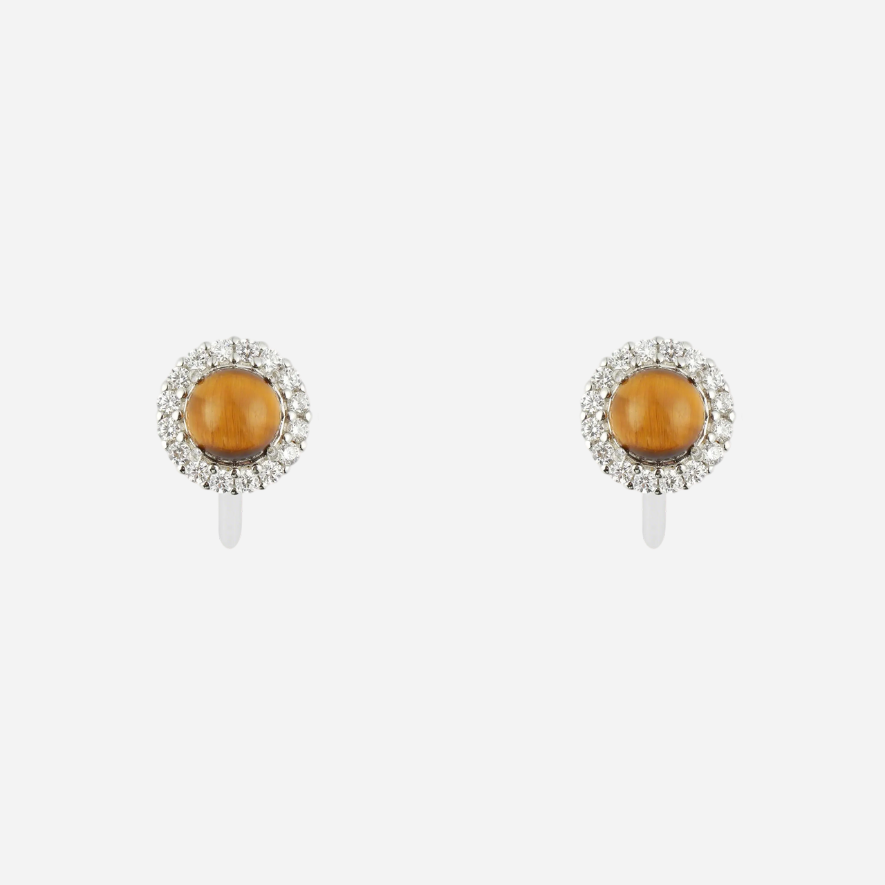 Cat's Eye Diamonds Clip-On Earrings-Silver - SOMIY
