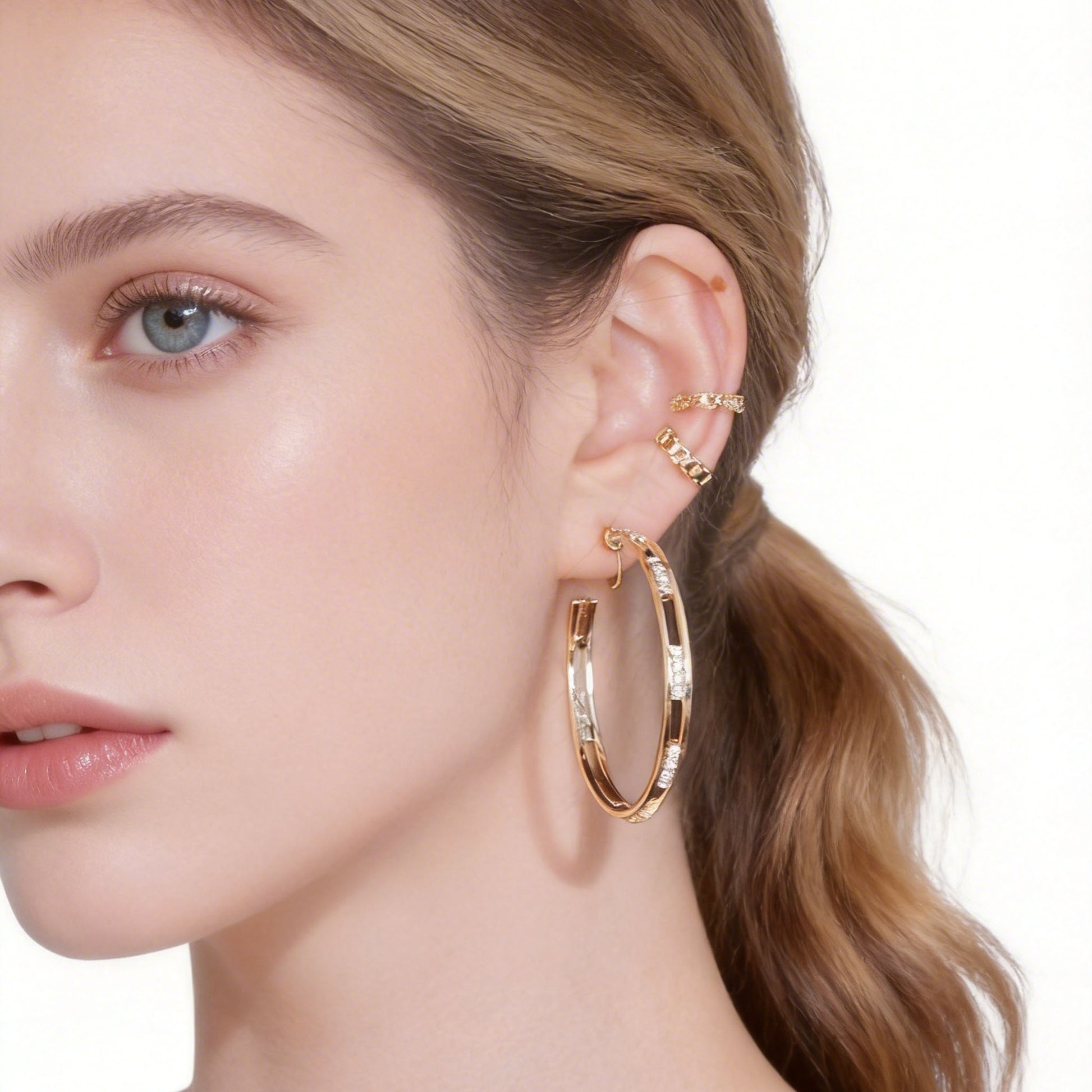 Large Radiant Pavé Hoop Clip-On Earrings image 4 by SOMIY