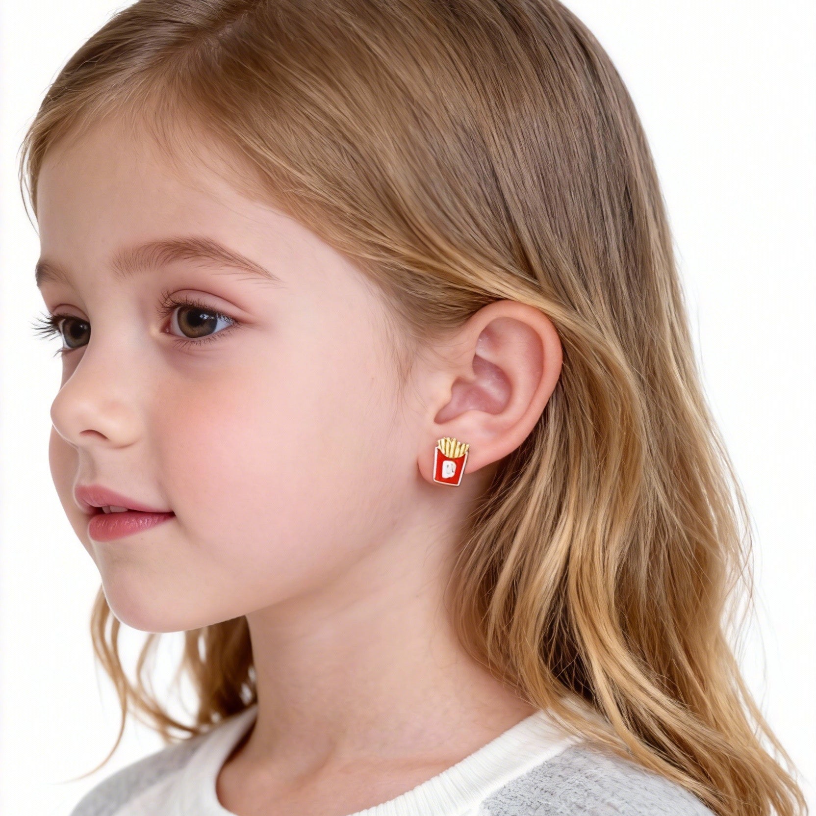 Cute French Fries Clip-On Earrings for Girls by SOMIY