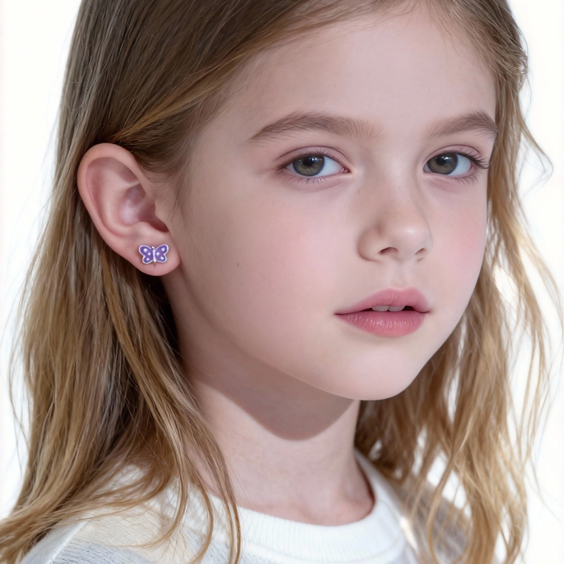 Purple Butterfly Clip-On Earrings for Girls by SOMIY