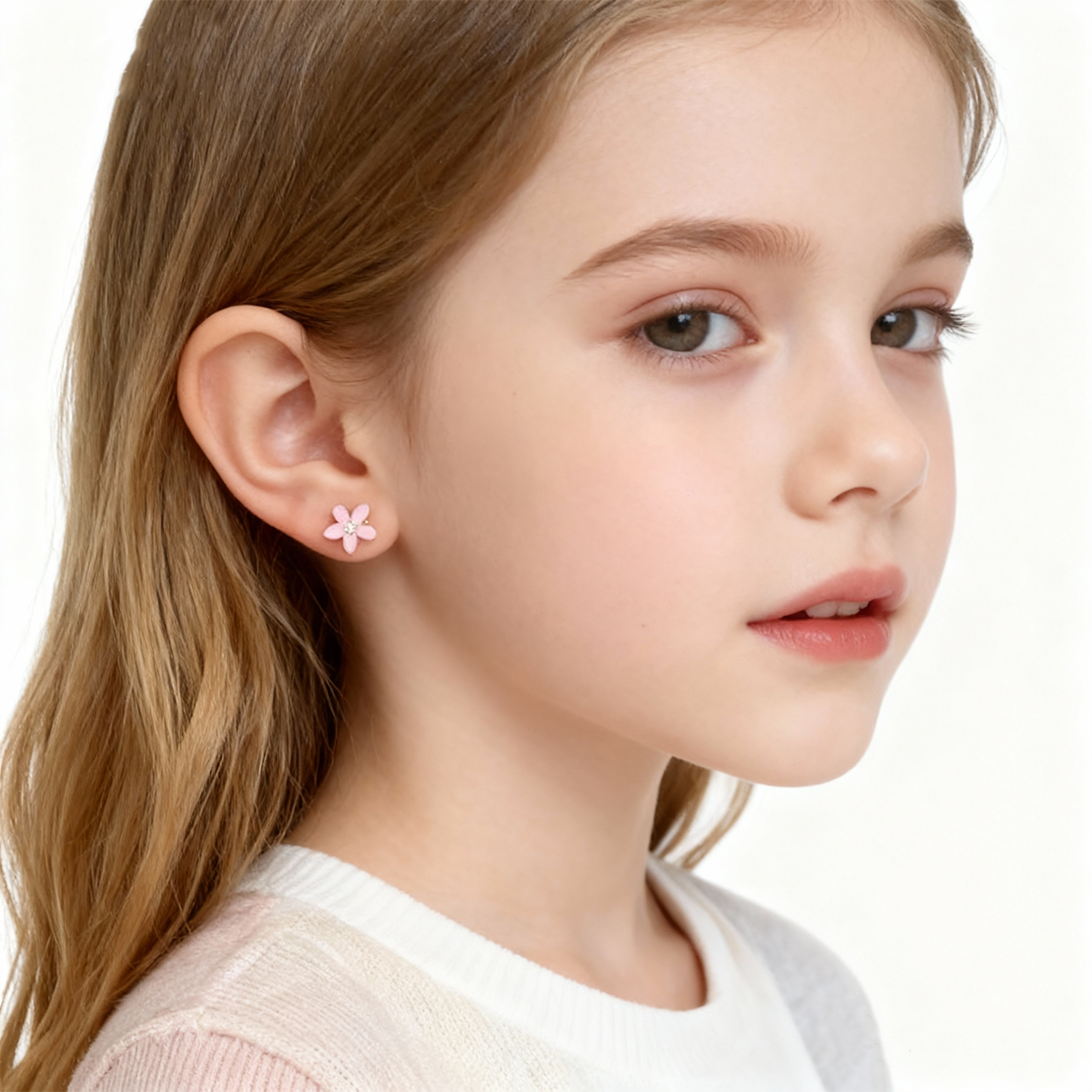 Roze bloemen Cutie Clip On Oorbellen