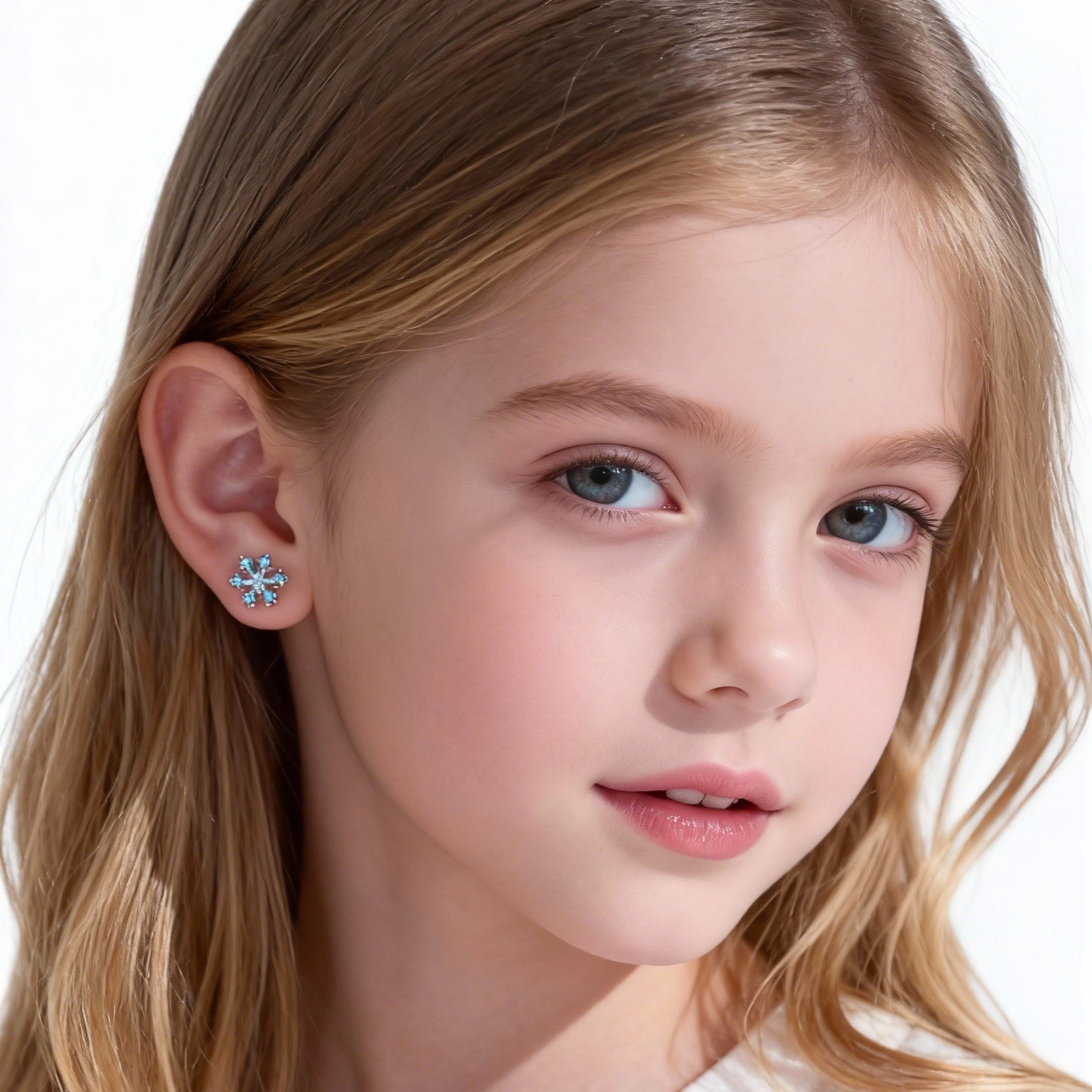Cute Blue Snowflake Clip-On Earrings for Girls by SOMIY