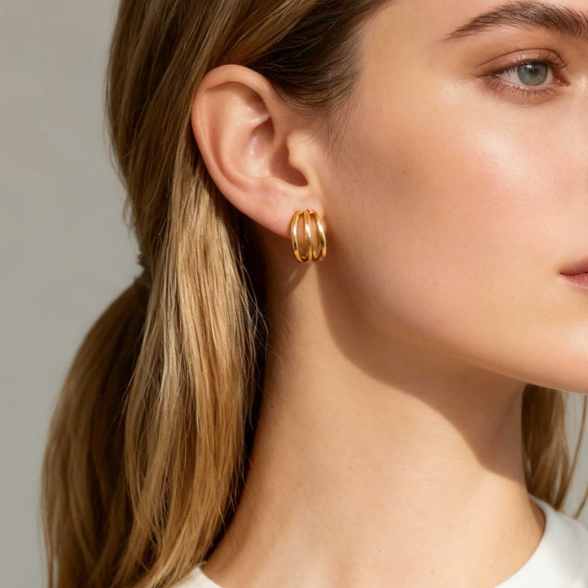 Small Three Wire Clip-on Hoop Earrings for non-pierced ears – SOMIY