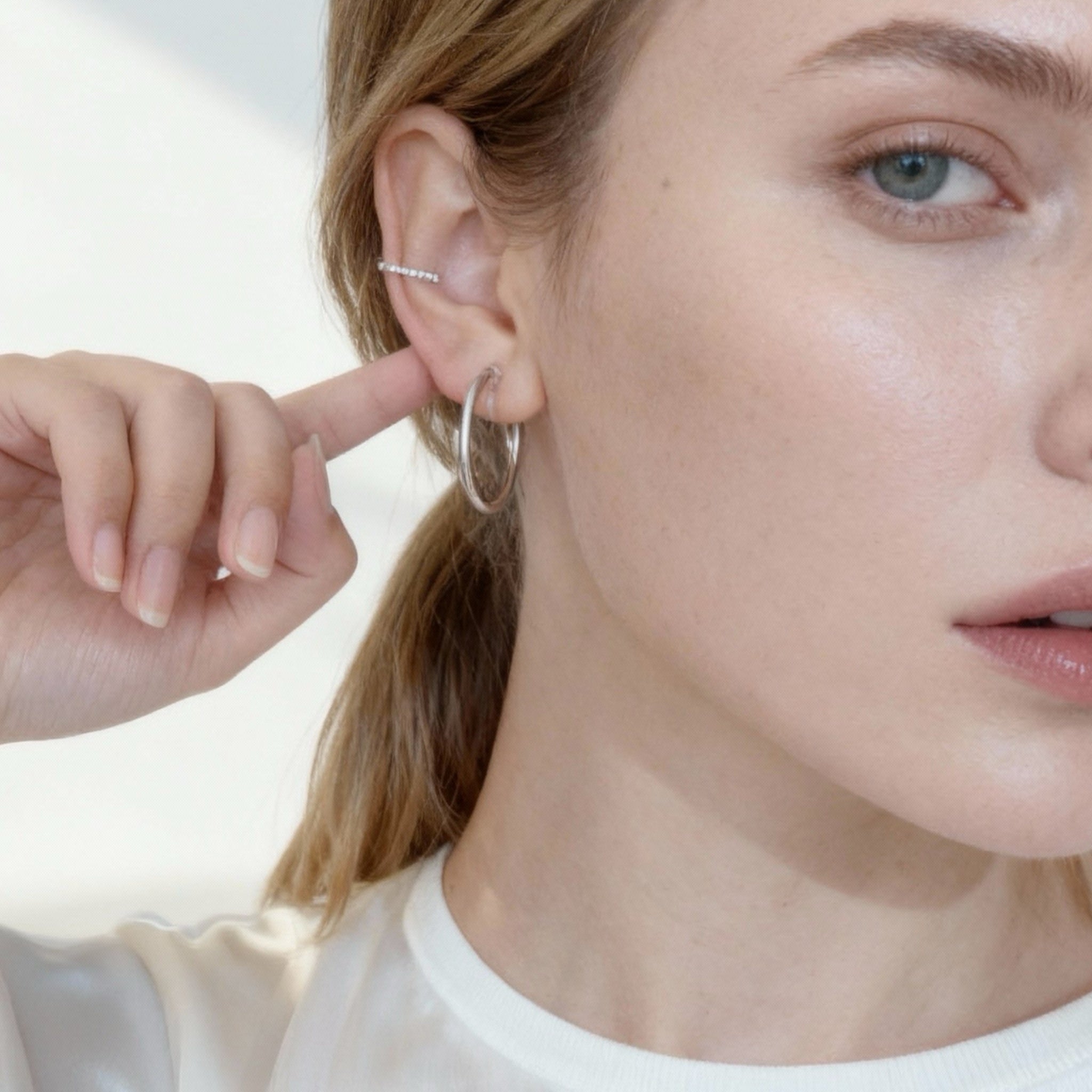 Middle Size Clip-On Hoop Earrings