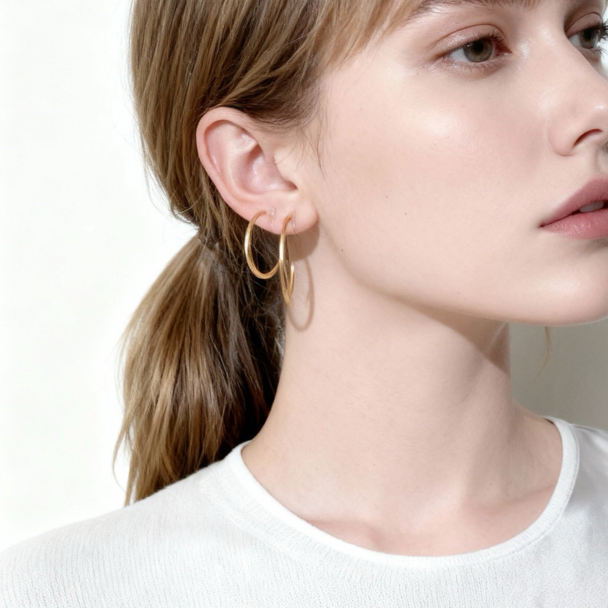 Pendientes De Aro De Clip Tamaño Grande - Oro