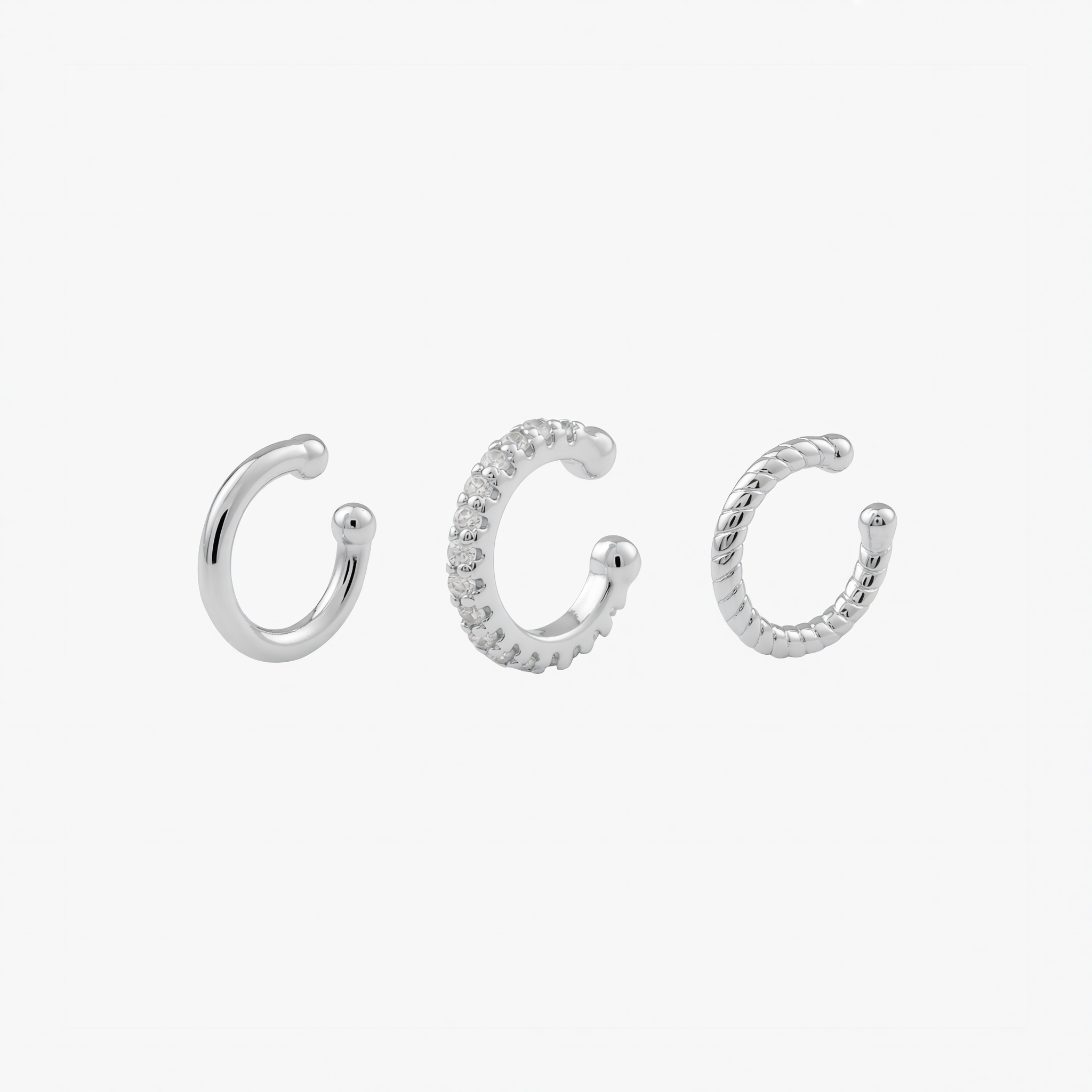 Minimalist Pave and Twisted Ear Cuff Set