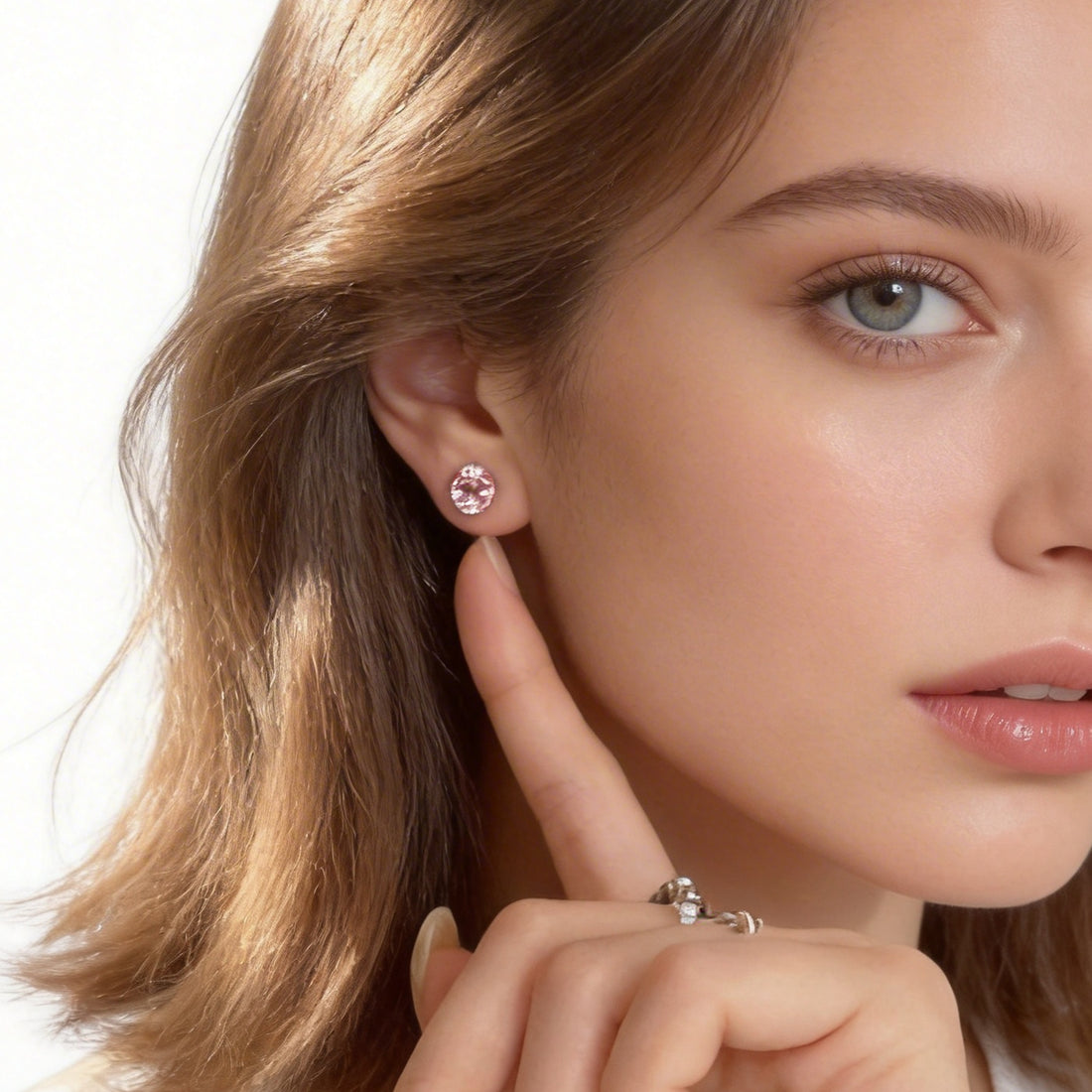 Blush Champagne Crystal Clip-On Stud Earrings for non-pierced ears by SOMIY