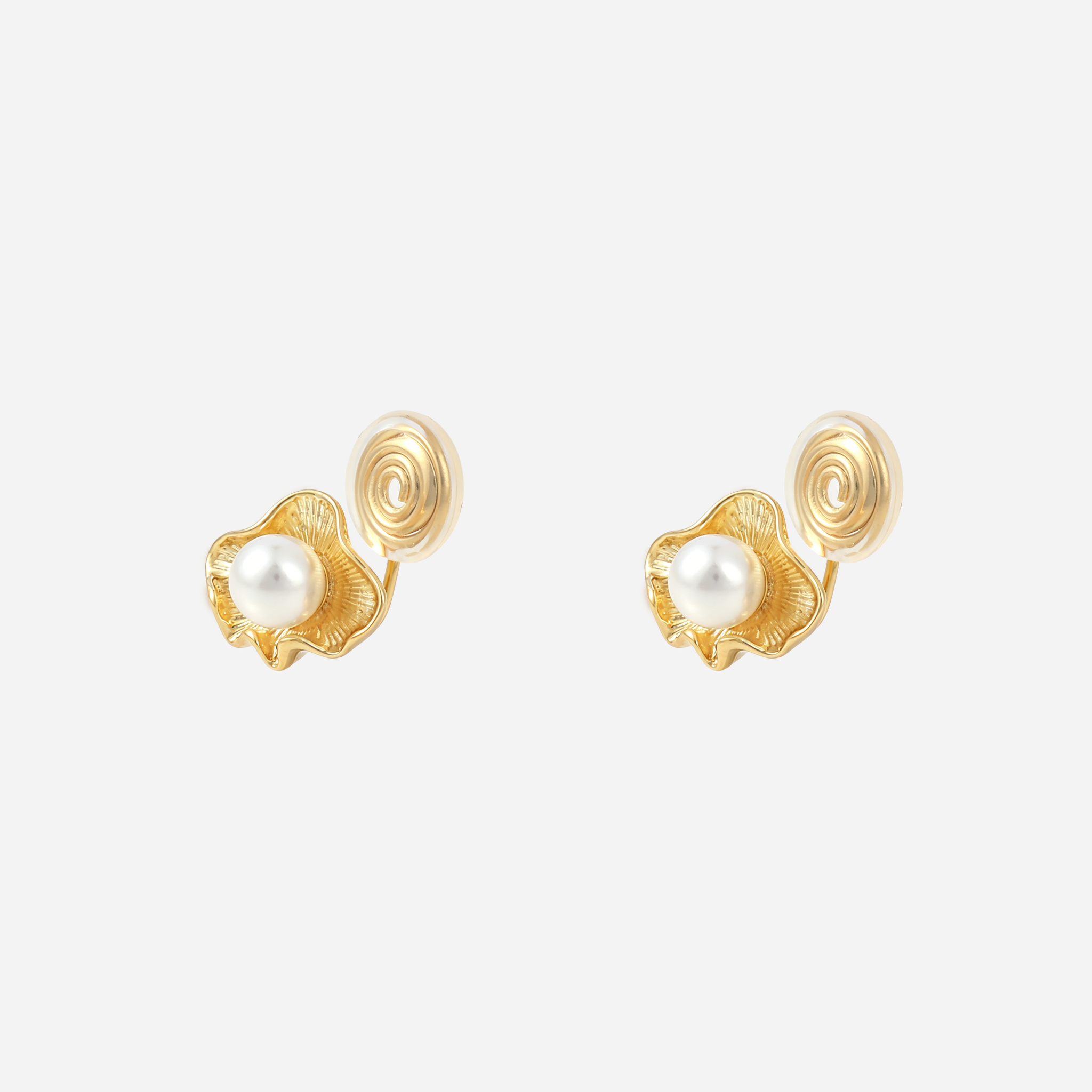 Textured Pearl Clip-On Stud Earrings