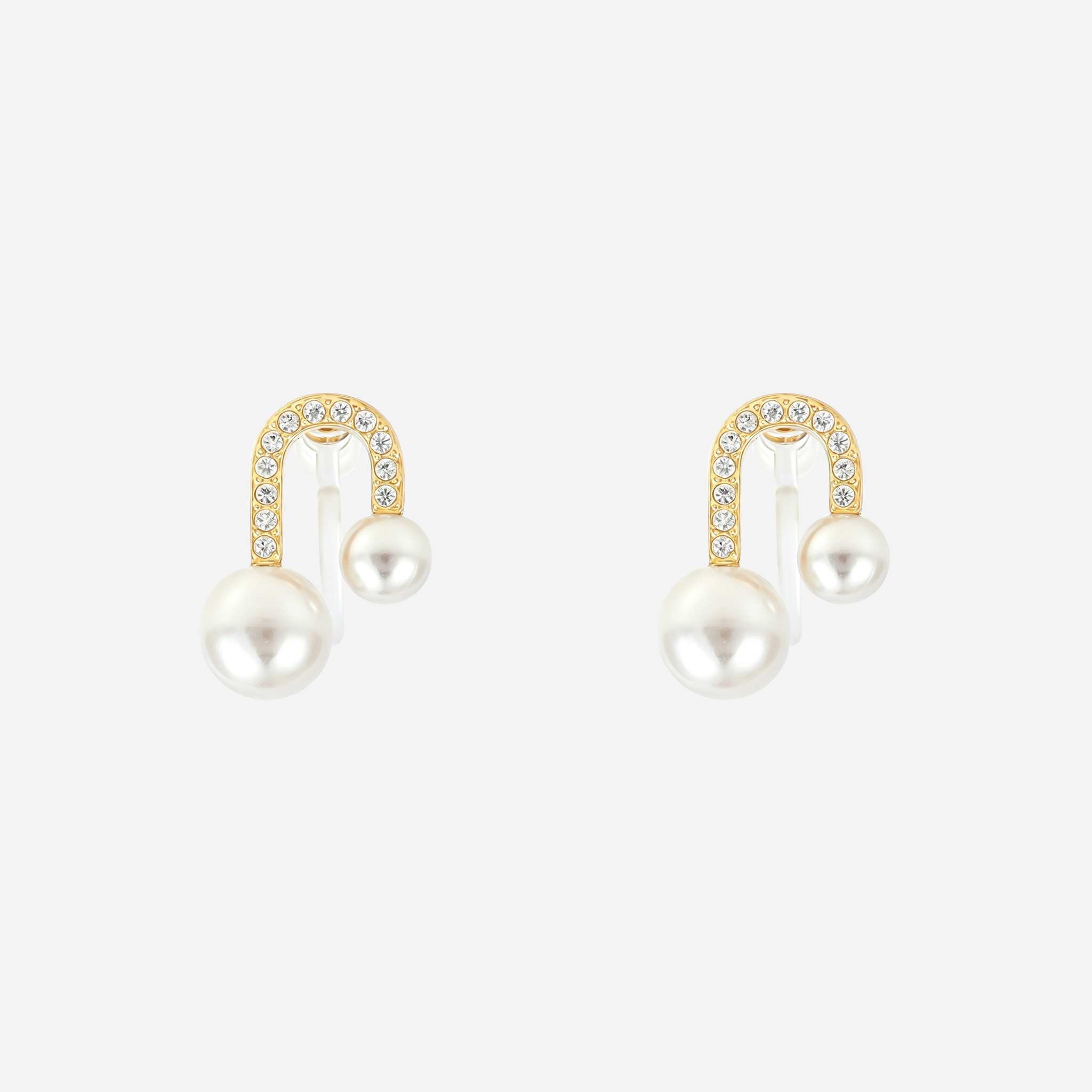 U-Shaped Pearl Clip-On Hoop Earrings