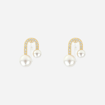 U-Shaped Pearl Clip-On Hoop Earrings
