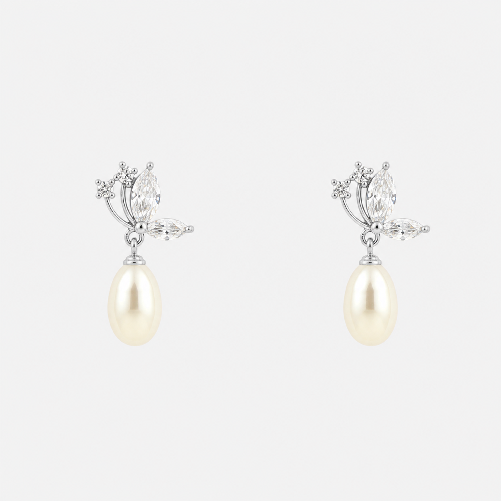 Crystal Pearl Clip-On Drop Earrings