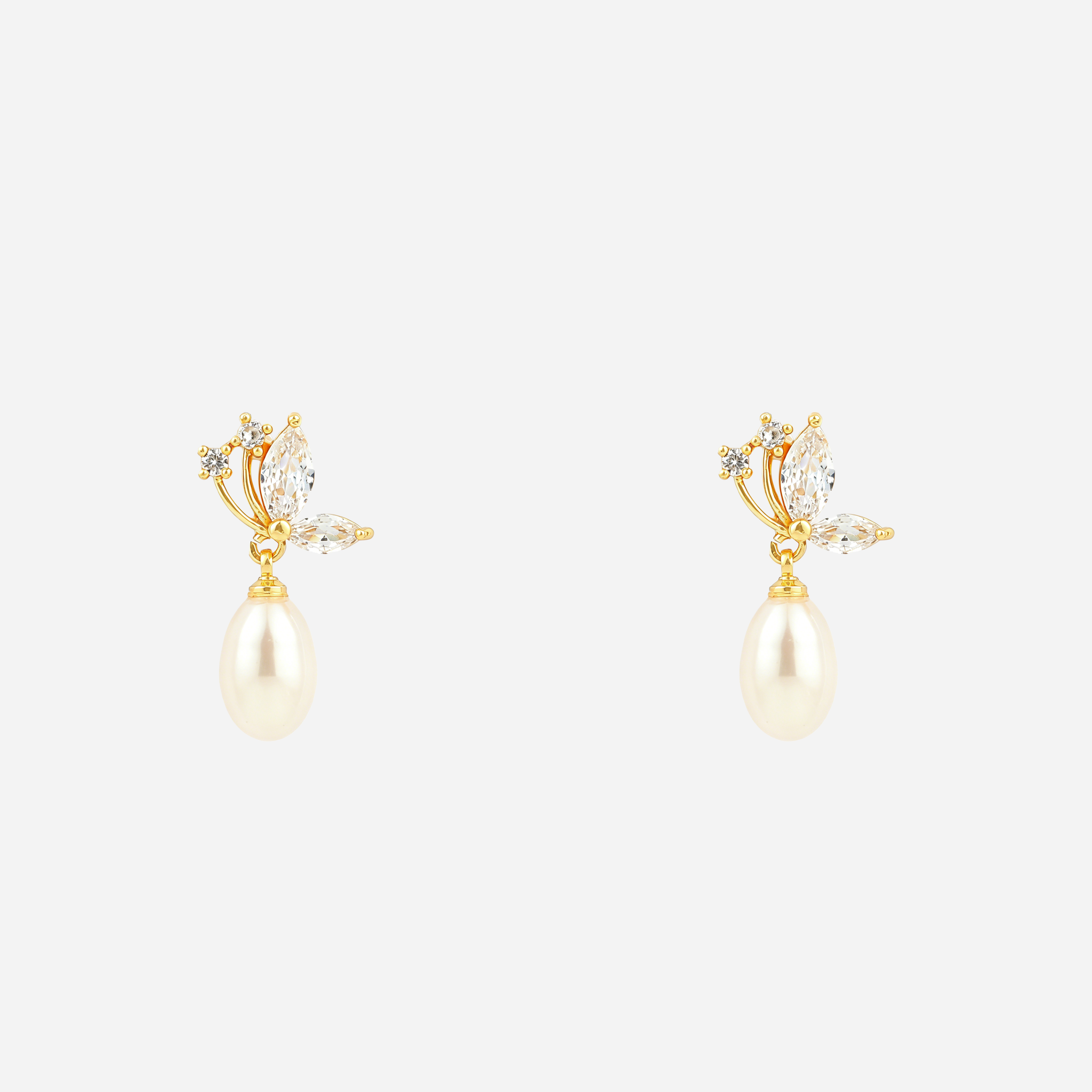 Crystal Pearl Clip-On Drop Earrings