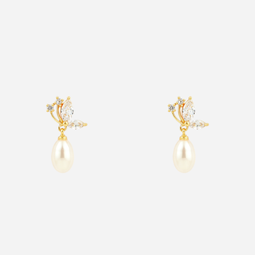 Crystal Pearl Clip-On Drop Earrings