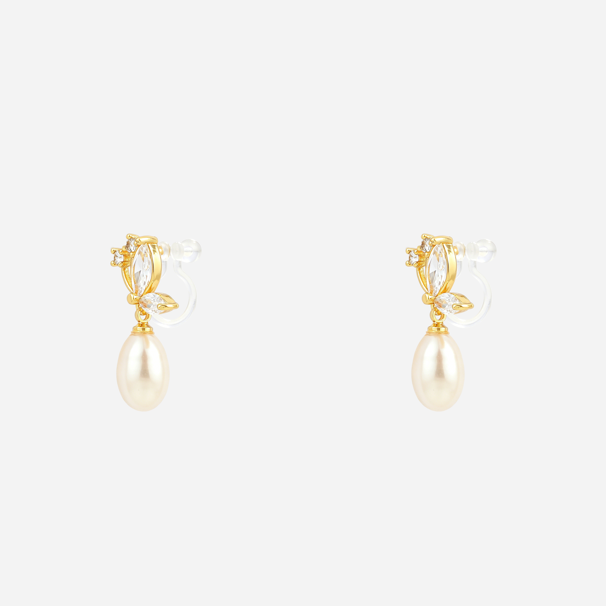 Crystal Pearl Clip-On Drop Earrings