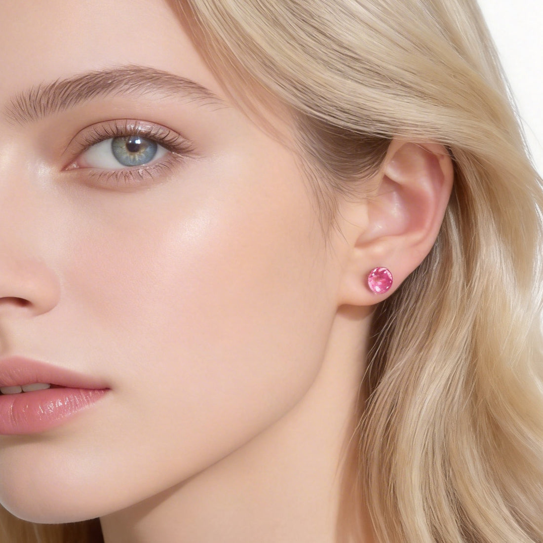 Rose Violet Crystal Clip-On Stud Earrings for non-pierced ears by SOMIY