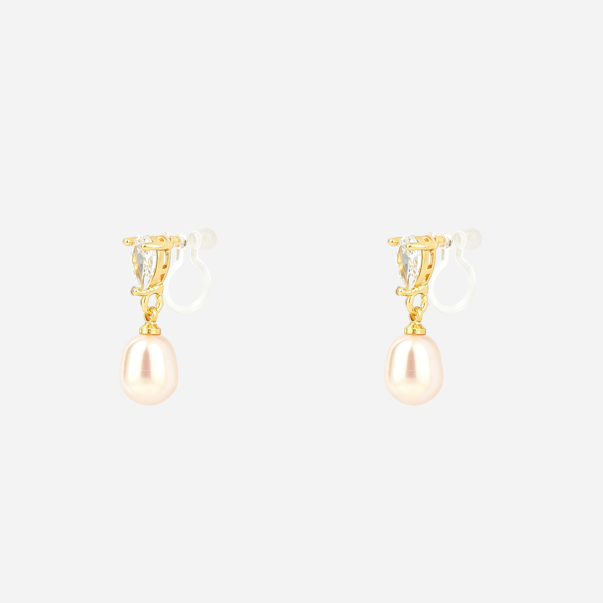 Solitaire Pearl Clip-On Drop Earrings