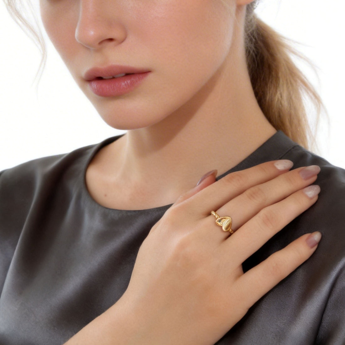 Minimalist Polished Slim Open Ring in 18K gold and silver by SOMIY.