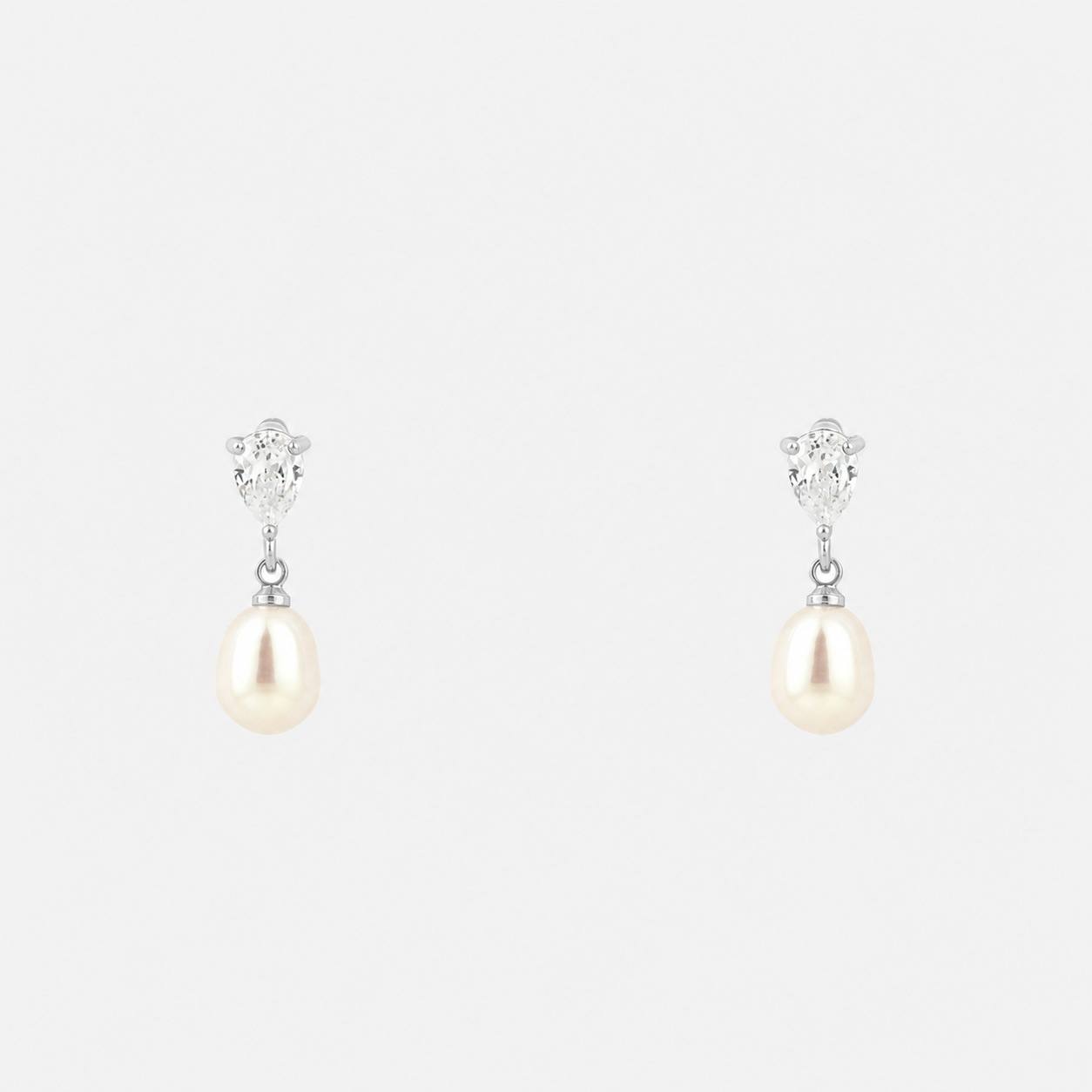 Solitaire Pearl Clip-On Drop Earrings