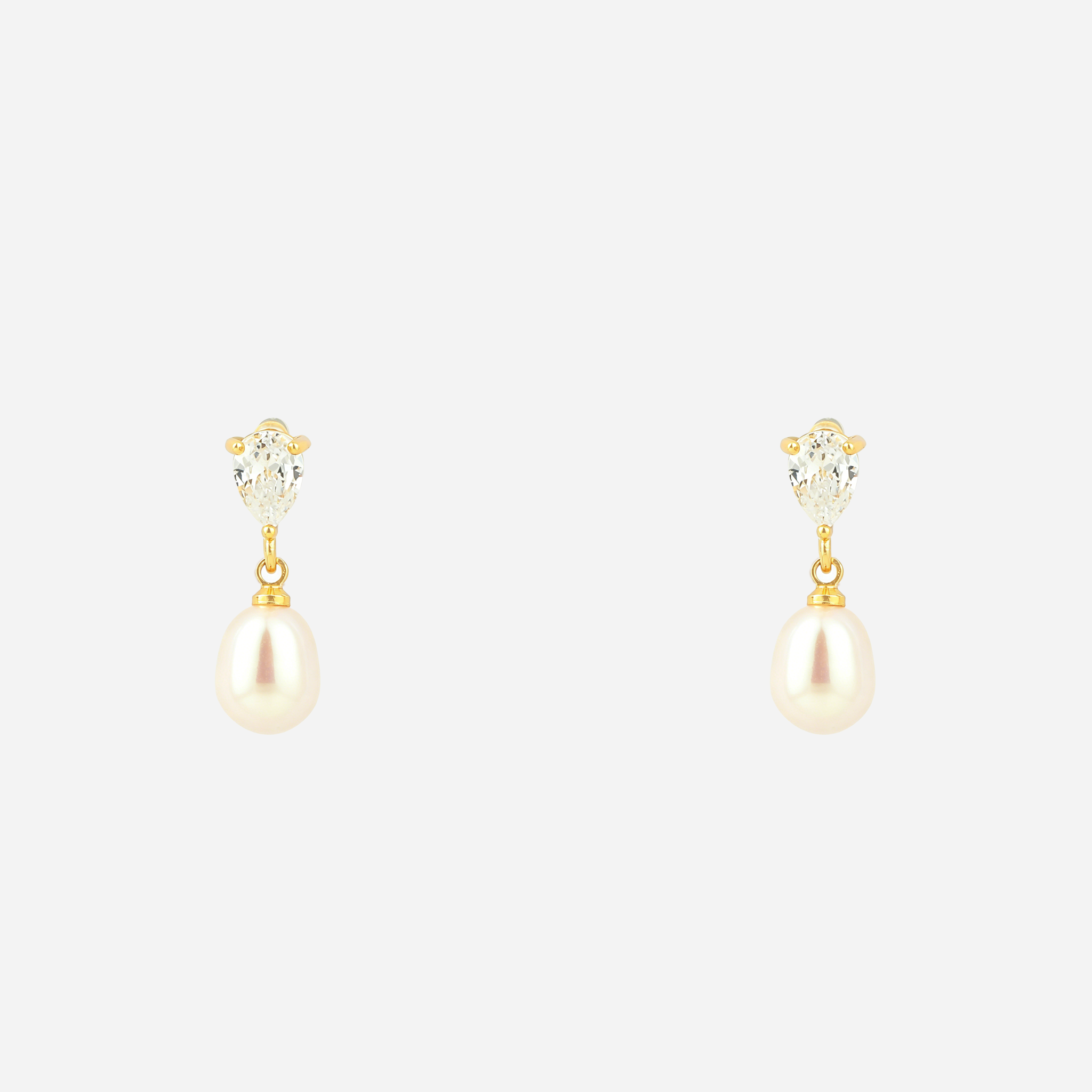 Solitaire Pearl Clip-On Drop Earrings