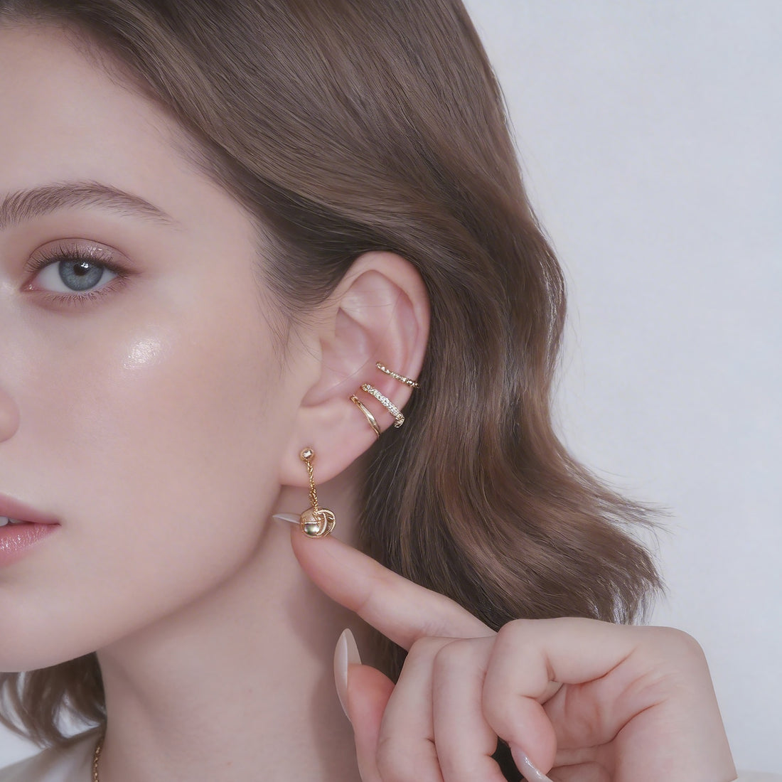 Boucles d’oreilles pendantes clip effilées côtelées