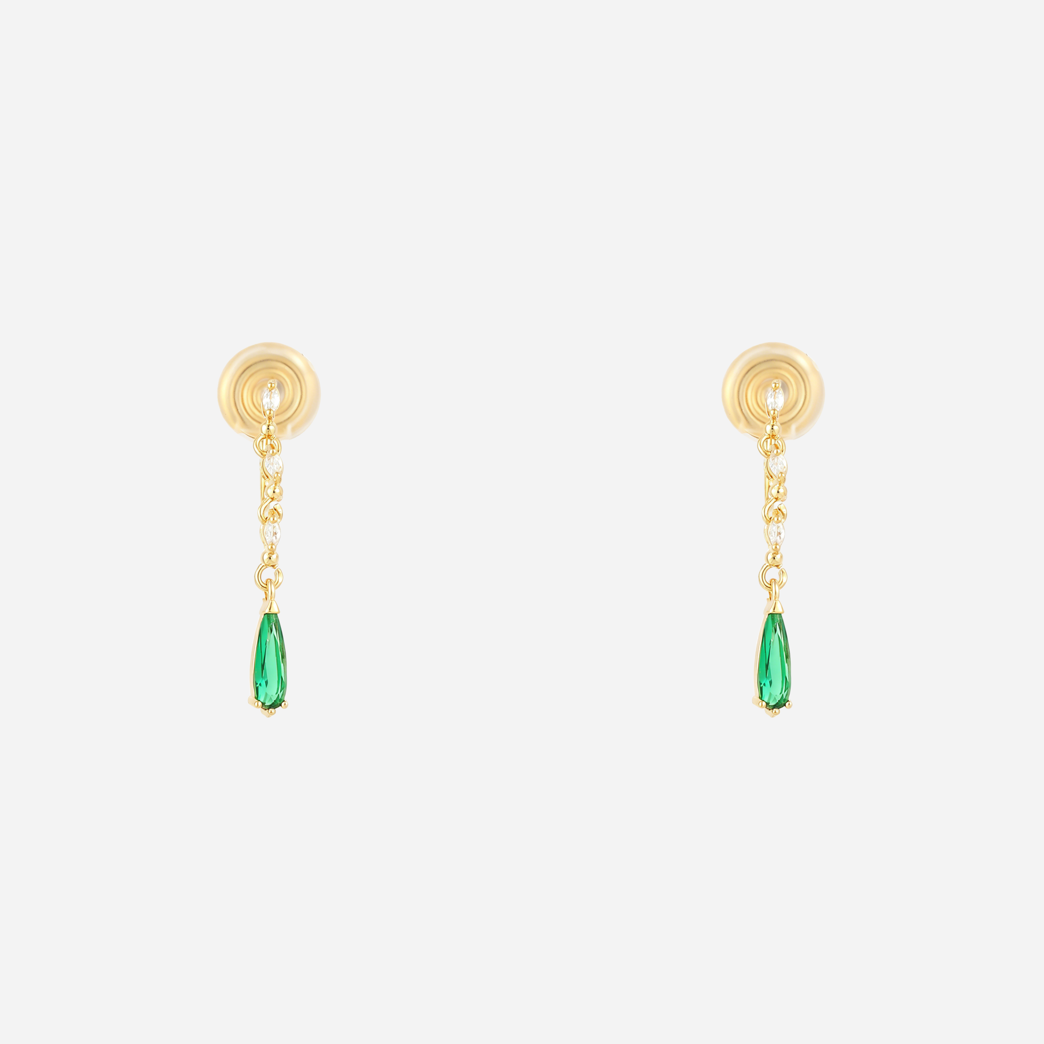 Green Teardrop Diamond Clip-On Dangle Earrings