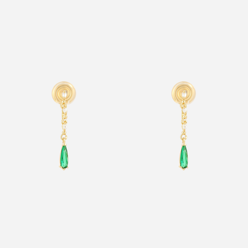 Green Teardrop Diamond Clip-On Dangle Earrings