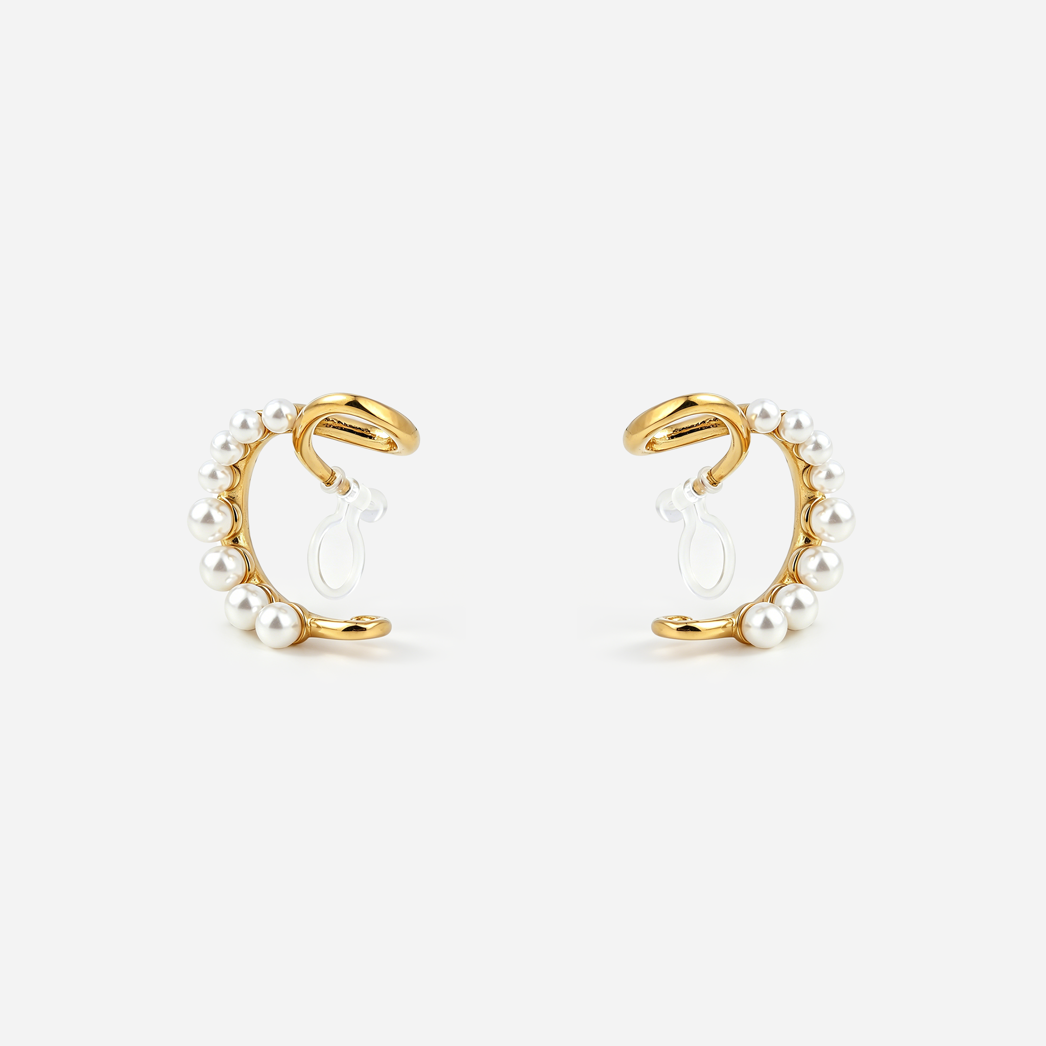 Pearl Accent Clip-On Hoop Earrings