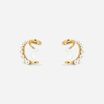Pearl Accent Clip-On Hoop Earrings