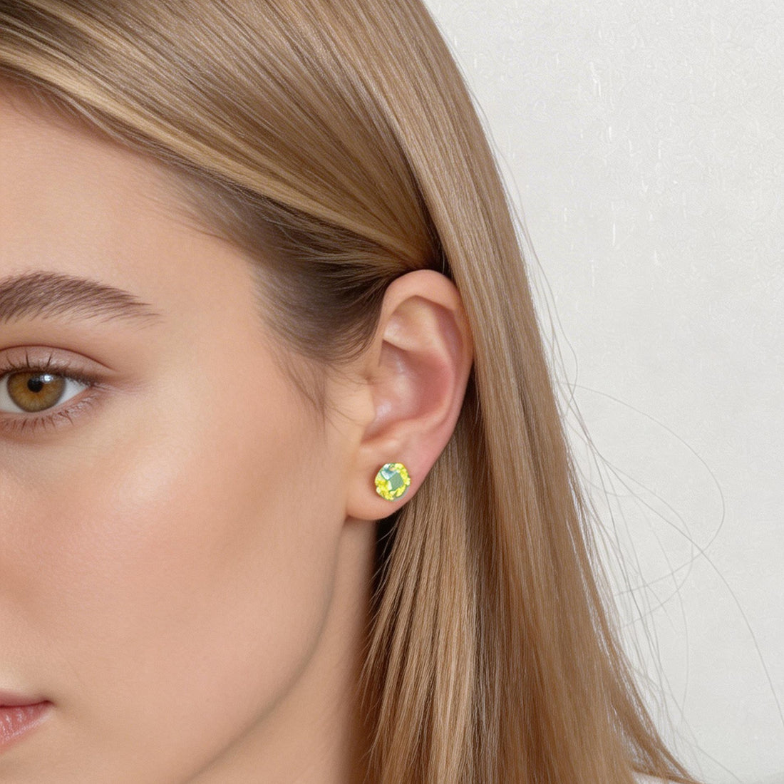 Aurora Amber Crystal Clip-On Stud Earrings for non-pierced ears by SOMIY