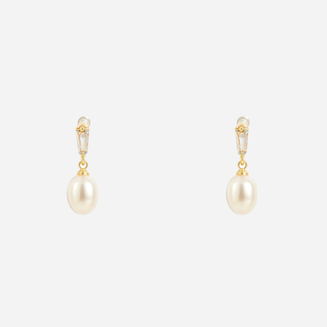 Crystal Bar Pearl Clip-On Drop Earrings