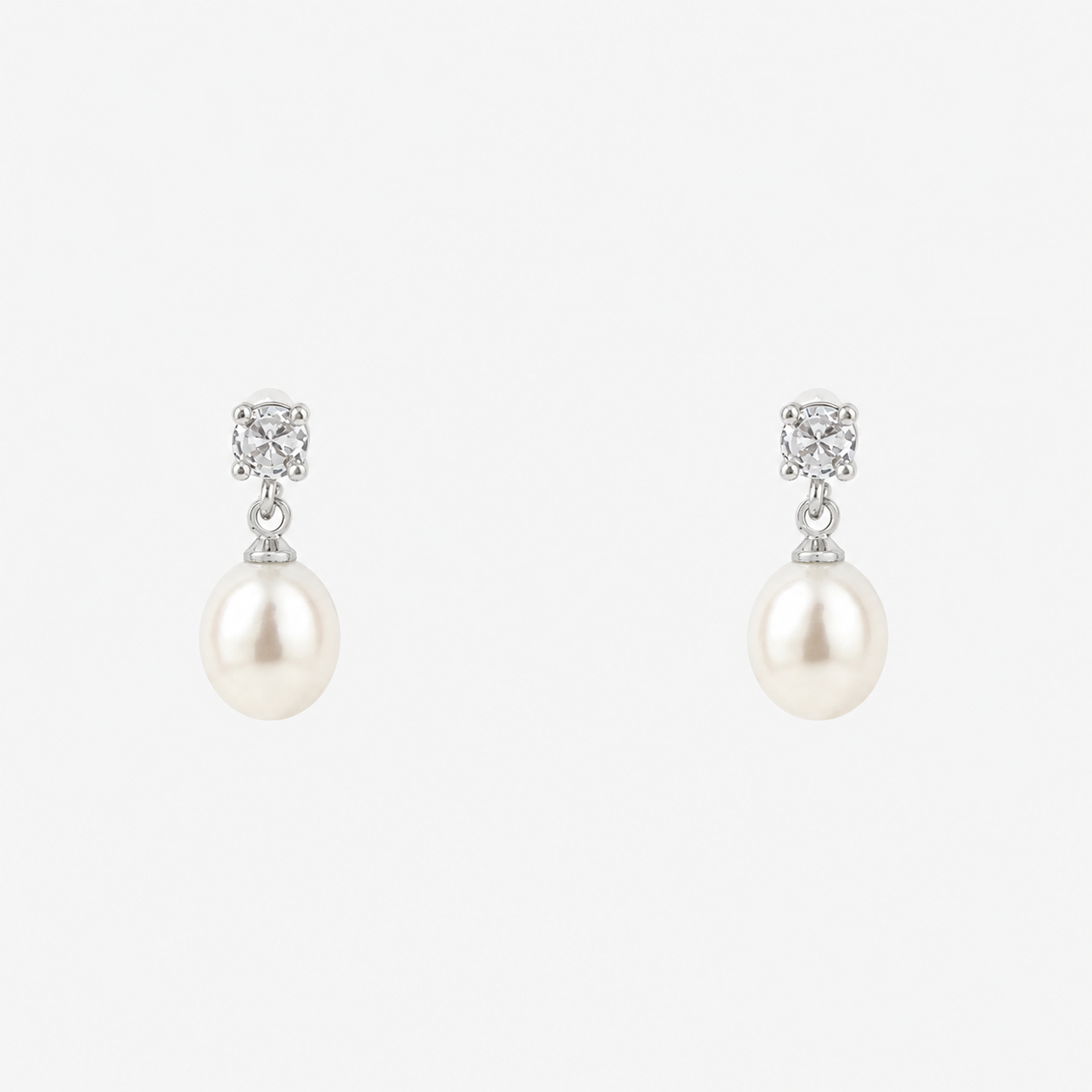 Solitaire Crystal Teardrop Pearl Clip-On Drop Earrings