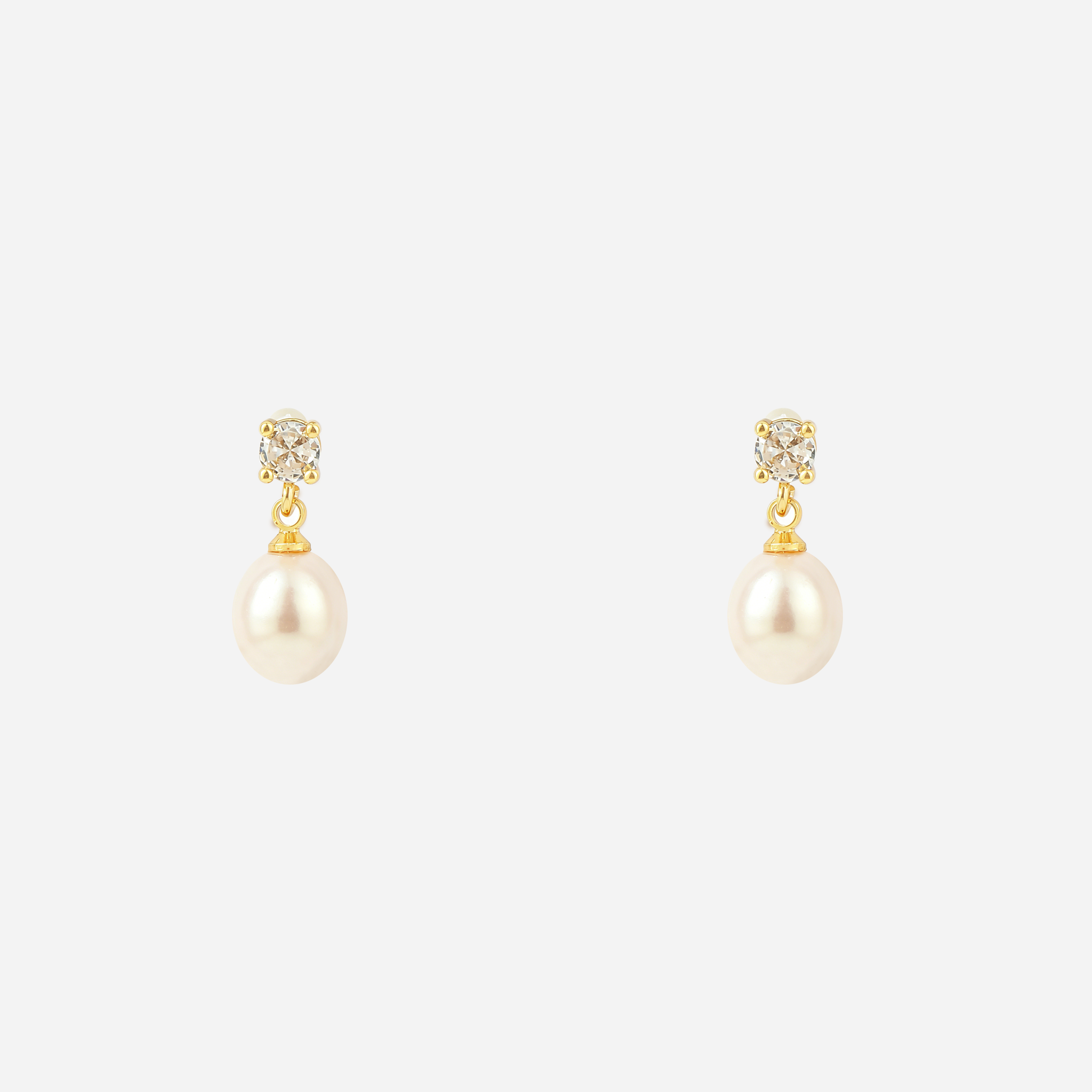 Solitaire Crystal Teardrop Pearl Clip-On Drop Earrings