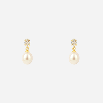 Solitaire Crystal Teardrop Pearl Clip-On Drop Earrings