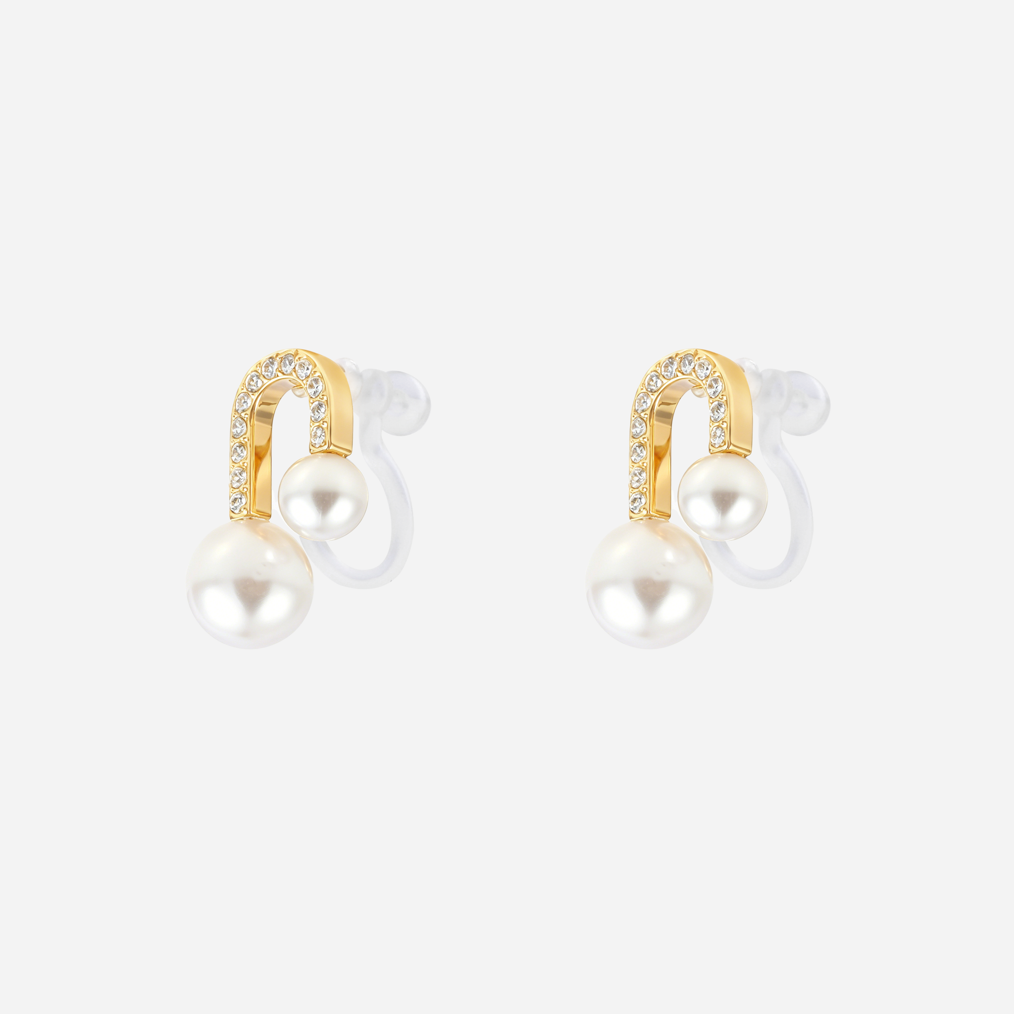 U-Shaped Pearl Clip-On Hoop Earrings