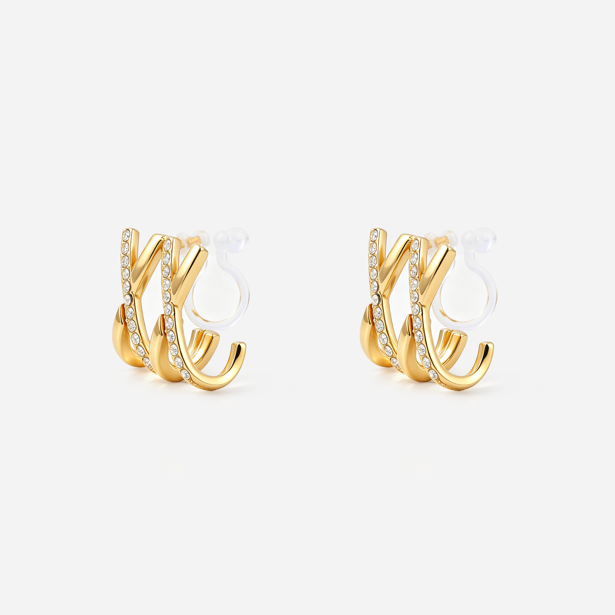 Crystal Wave Clip-On Hoop Earrings