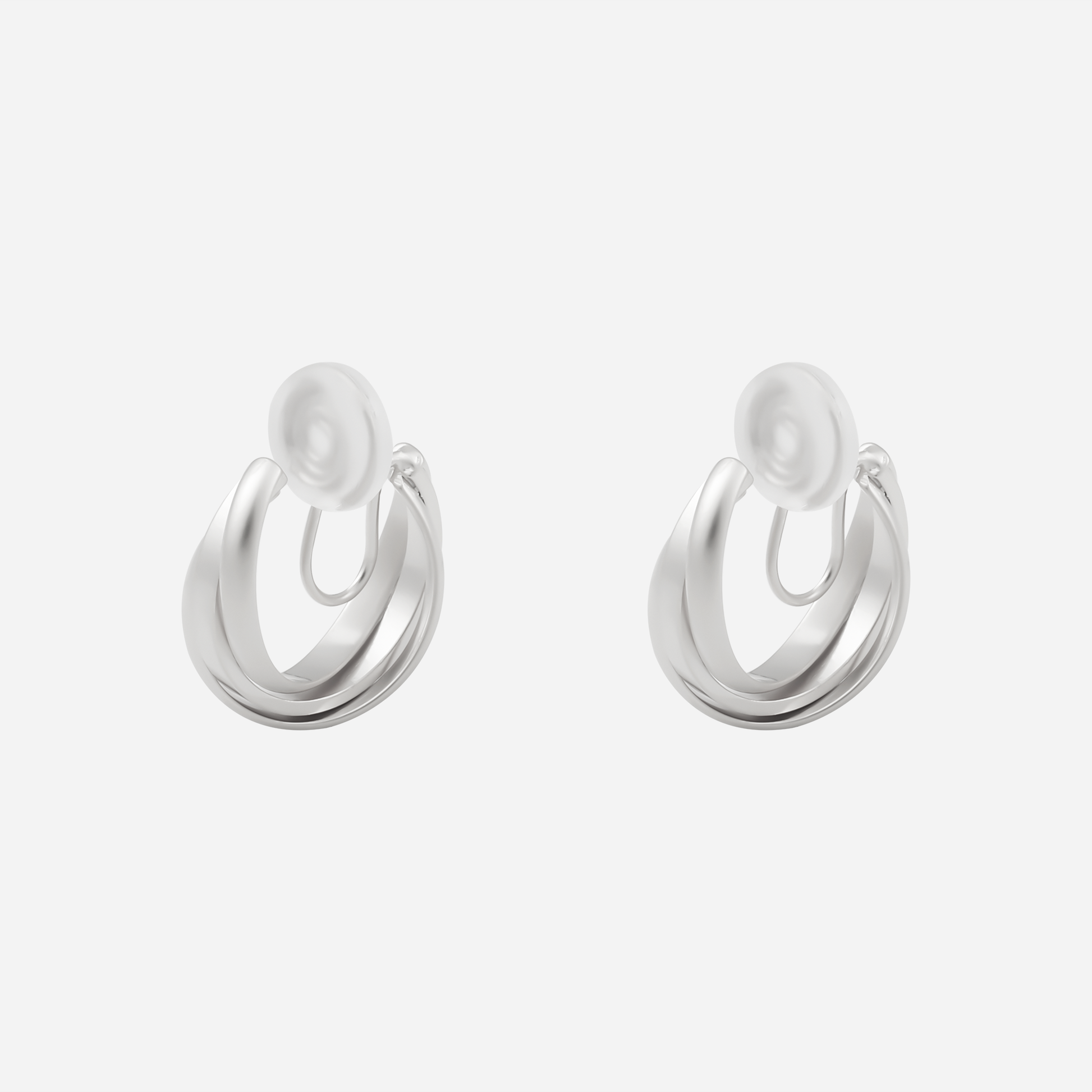 Daily Linear Ridged Clip-On Hoop Earrings in 18K gold and silver by SOMIY for non-pierced ears.